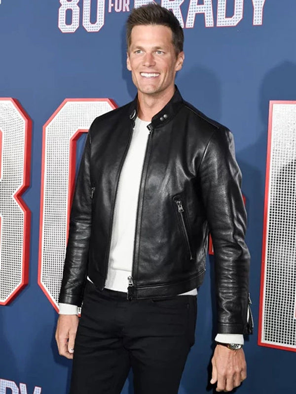 80 for Brady Tom Brady Black Leather Jacket