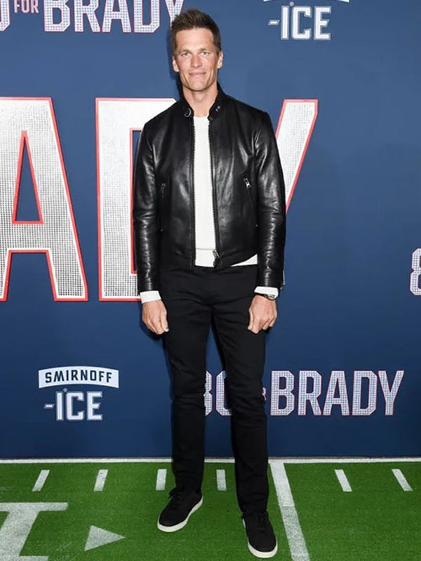 80 for Brady Tom Brady Black Leather Jacket