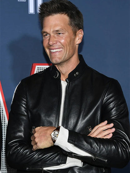 80 for Brady Tom Brady Black Leather Jacket