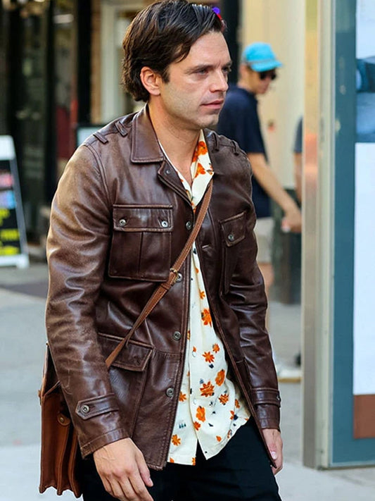 A Different Man Sebastian Stan Brown Leather Jacket