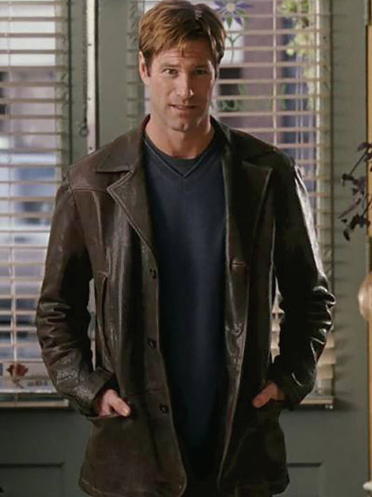 Aaron Eckhart Love Happens Leather Trench Coat