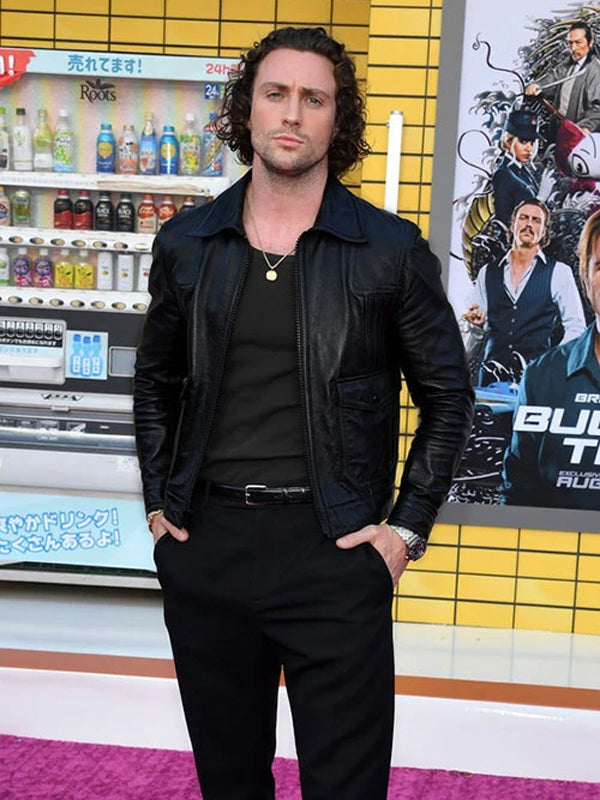 Aaron Taylor Johnson Black Leather Jacket