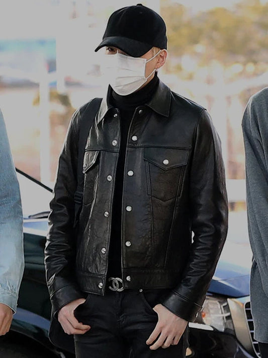 BTS Suga Leather Trucker Jacket