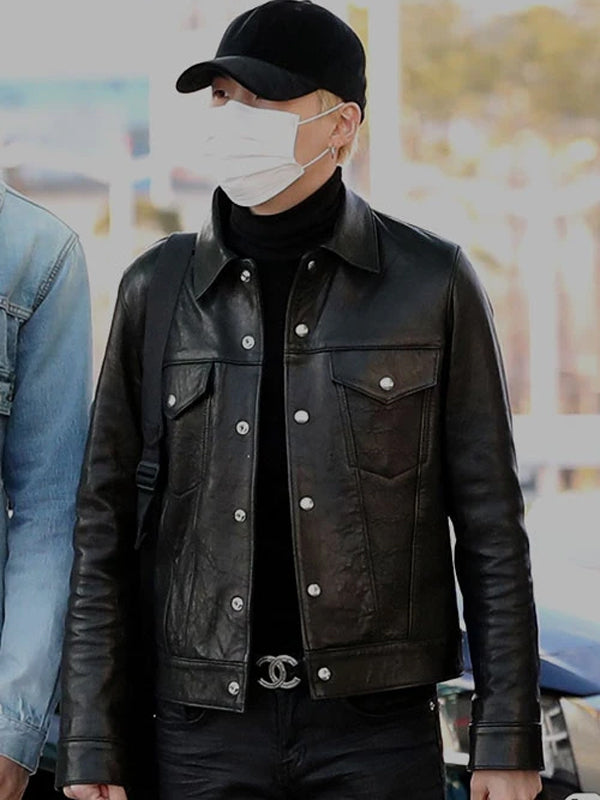 BTS Suga Leather Trucker Jacket