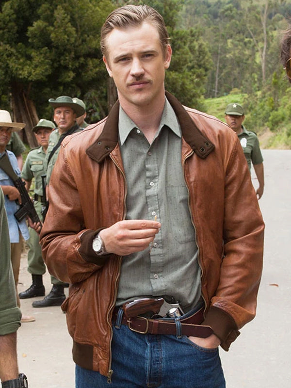 Boyd Holbrook Narcos Season 1 Brown Leather Jacket