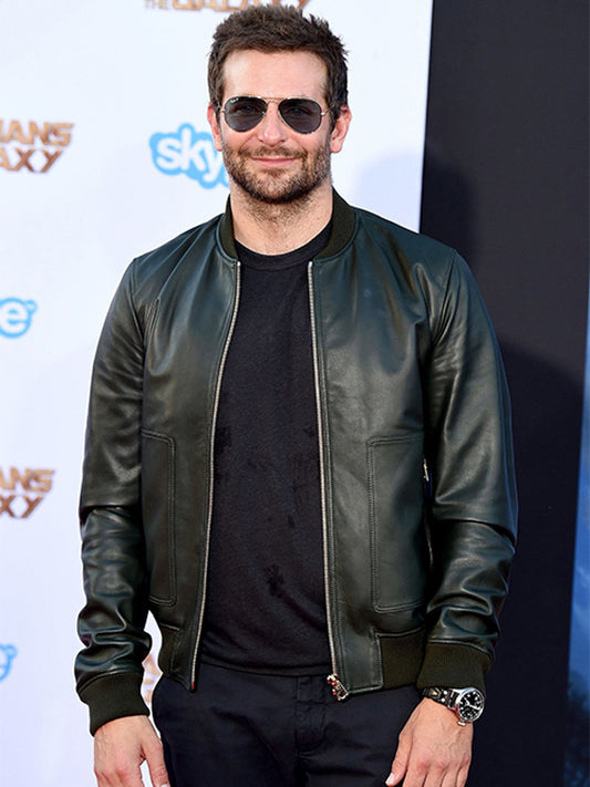 Bradley Cooper Brown Bomber Leather Jacket