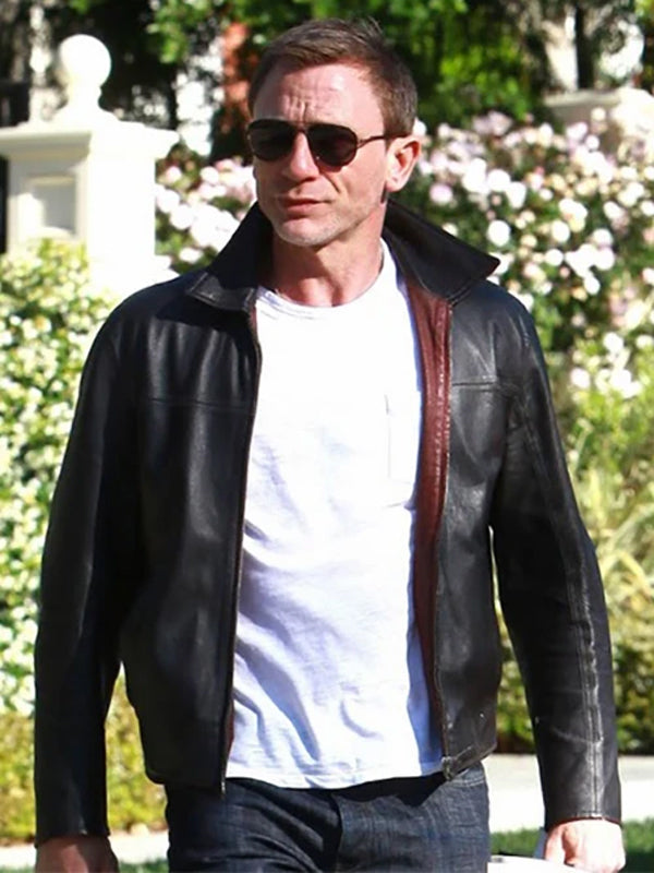 Daniel Craig Layer Cake Black Leather Jacket