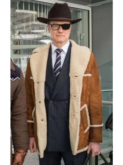 Harry Hart Kingsman The Golden Circle Brown Shearling Coat