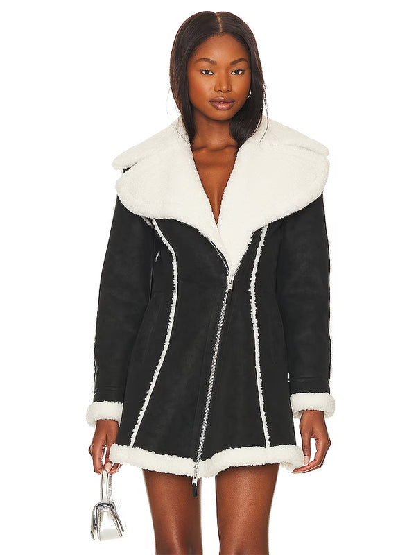 Jaedon Faux Shearling Jacket Dress