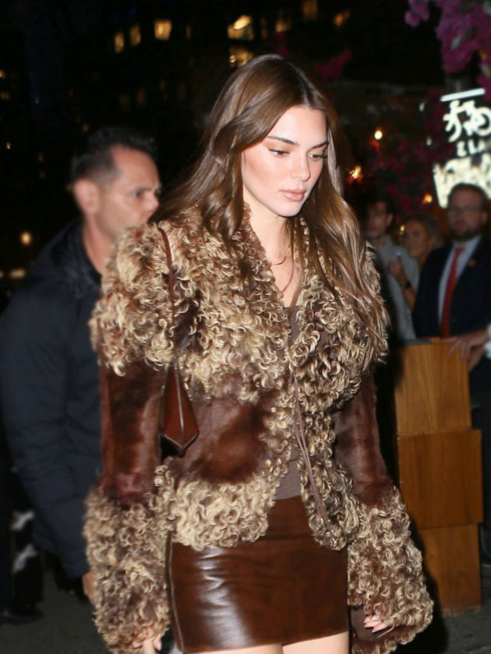 Kendall Jenner Brown Fur Jacket