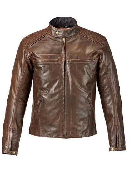 Men's Triumph Brown Leather Motorcycle Jacket