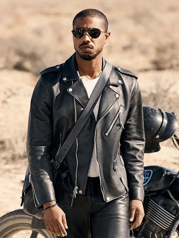 Michael B Jordan Black Leather Biker Jacket