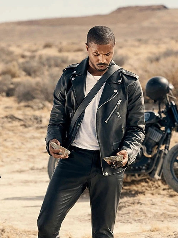 Michael B Jordan Black Leather Biker Jacket