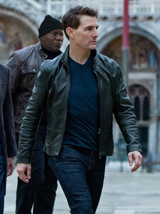 Mission Impossible Dead Reckoning Tom Cruise Black Leather Jacket