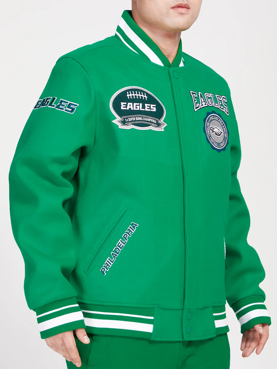 NFL Philadelphia Eagles Crest Kelly Green Varsity Jacket