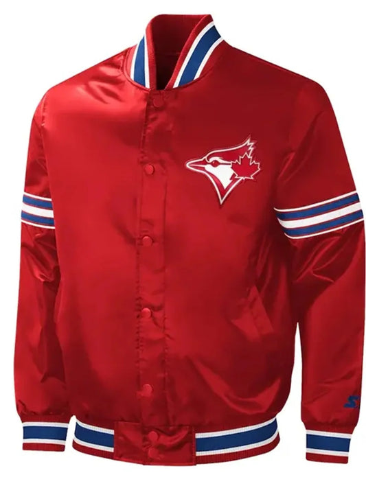 Toronto Blue Jays Satin Red Varsity Jacket