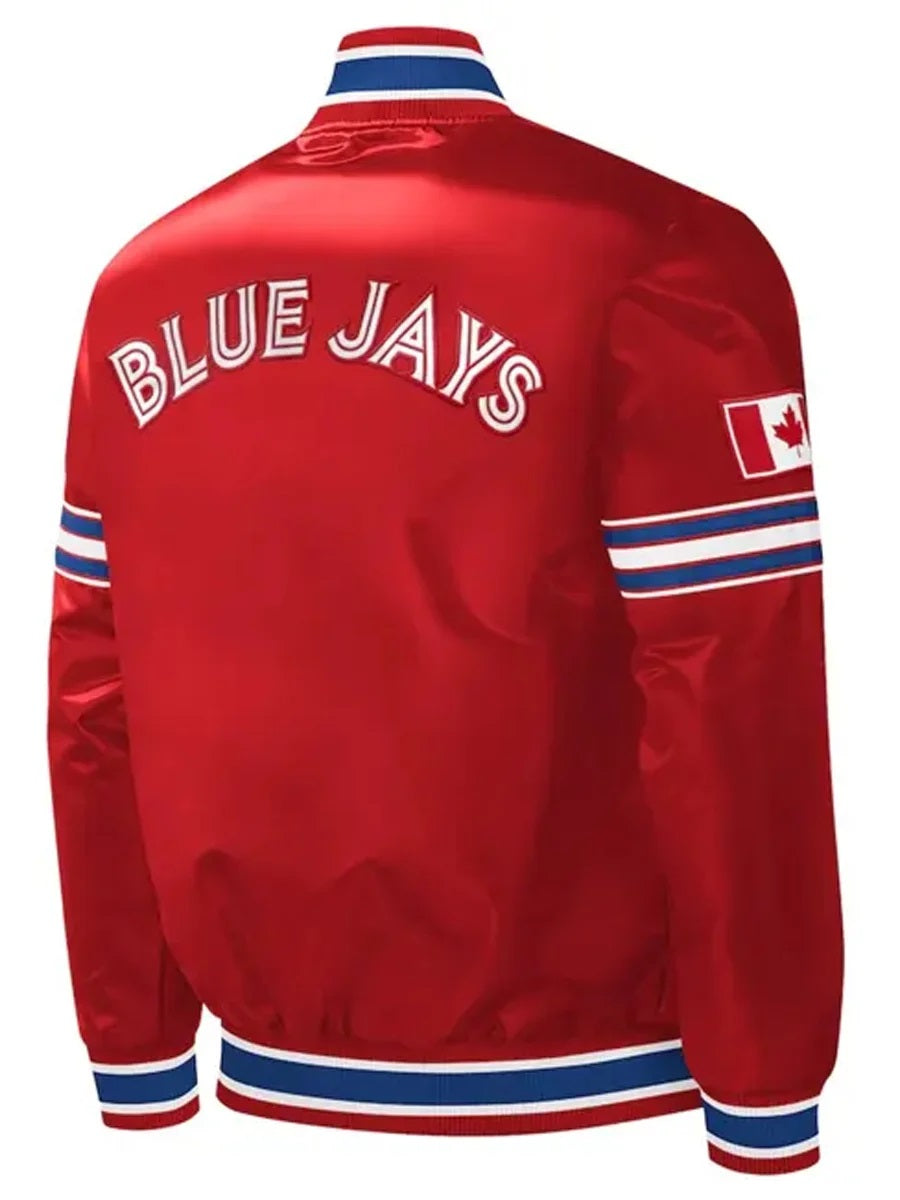 Toronto Blue Jays Satin Red Varsity Jacket