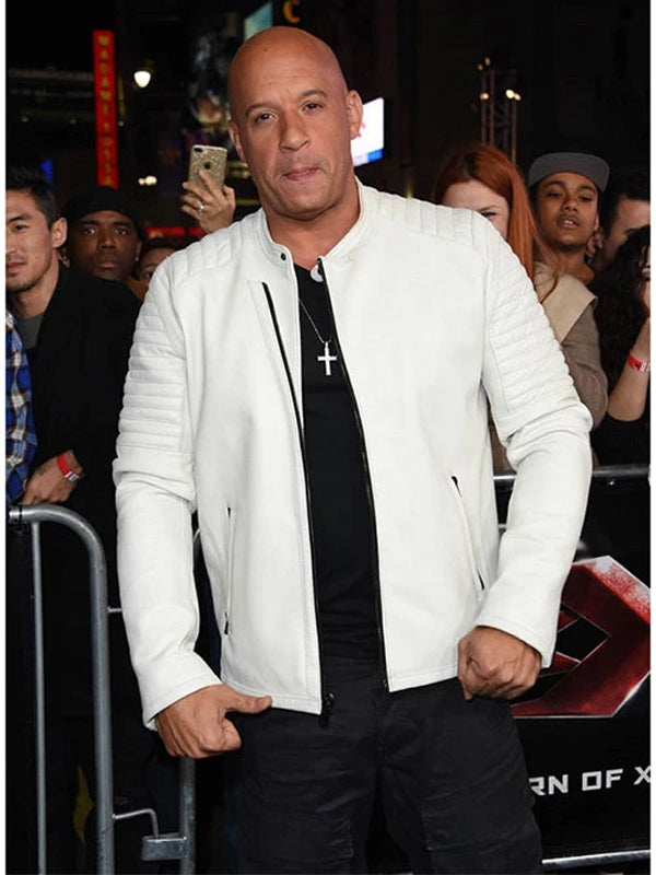 Vin Diesel White Quilted Leather Jacket