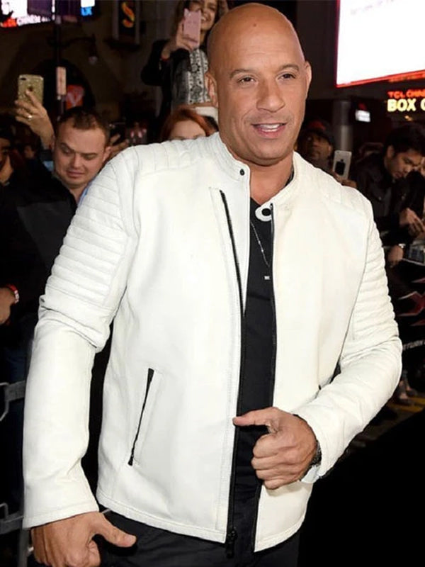 Vin Diesel White Quilted Leather Jacket