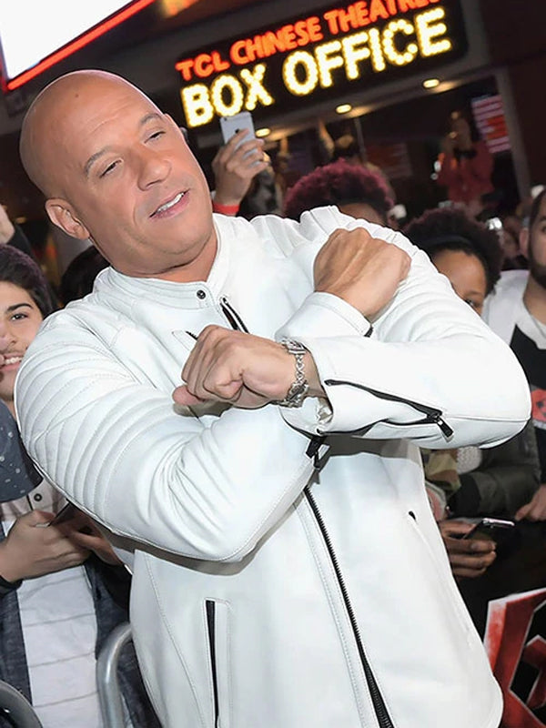 Vin Diesel White Quilted Leather Jacket