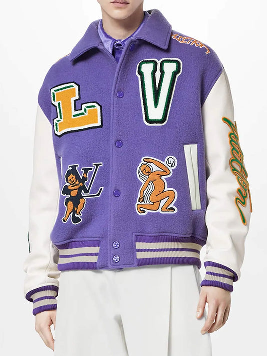 Virgil Abloh X Louis Vuitton Purple Varsity Jacket