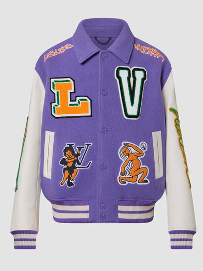 Virgil Abloh X Louis Vuitton Purple Varsity Jacket