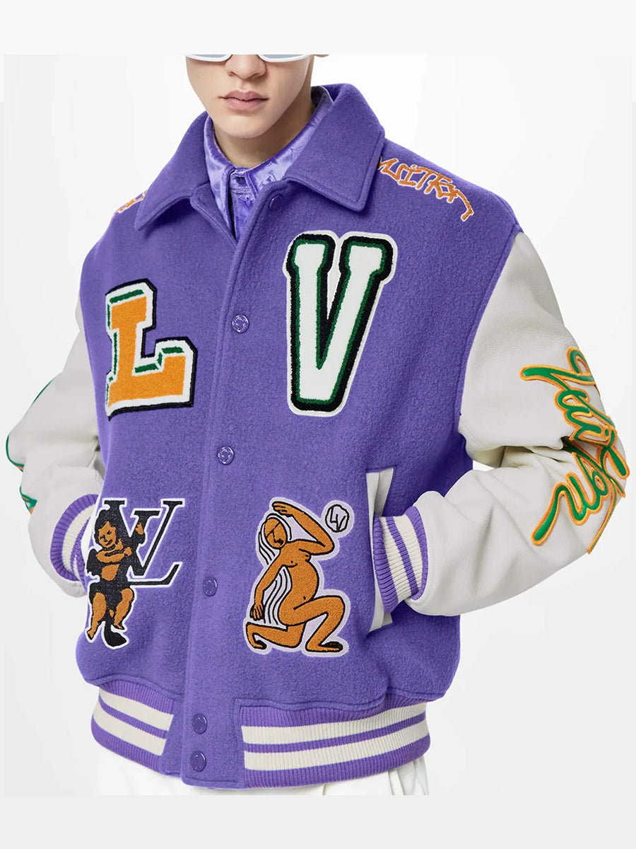 Virgil Abloh X Louis Vuitton Purple Varsity Jacket