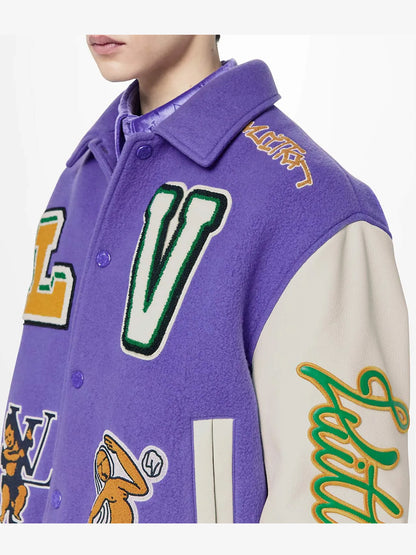 Virgil Abloh X Louis Vuitton Purple Varsity Jacket