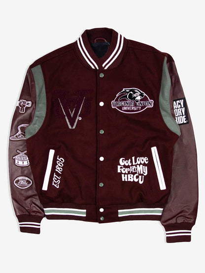 Virginia Union University Moto 3.0 Maroon Varsity Jacket