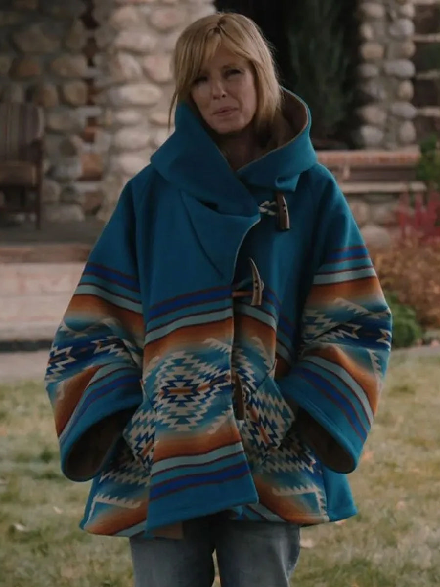 Yellowstone S3 Beth Dutton Blue Wool Coat