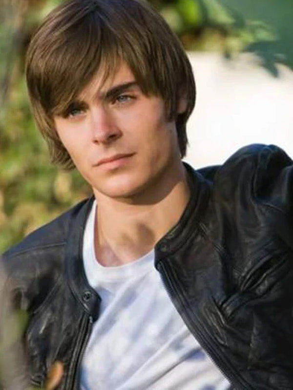 Zac Efron 17 Again Black Wrinkled Leather Jacket