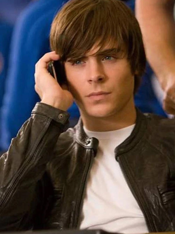 Zac Efron 17 Again Black Wrinkled Leather Jacket