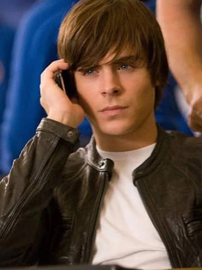 Zac Efron 17 Again Black Wrinkled Leather Jacket