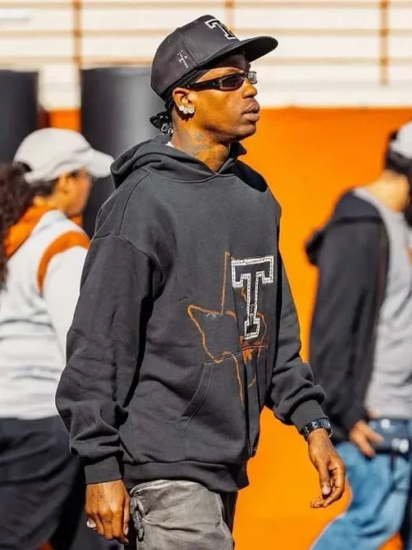 Travis Scott CJ X M&N X University Of Texas Black Hoodie