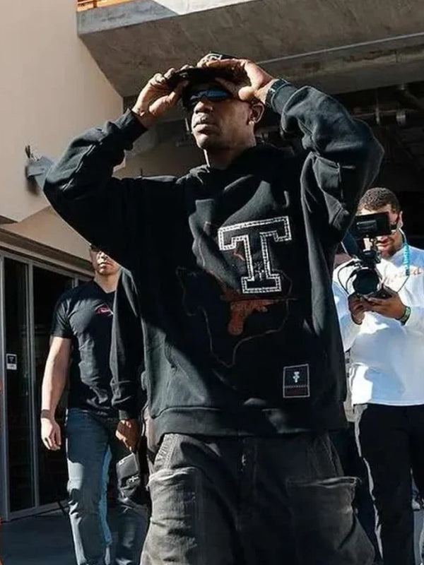 Travis Scott CJ X M&N X University Of Texas Black Hoodie