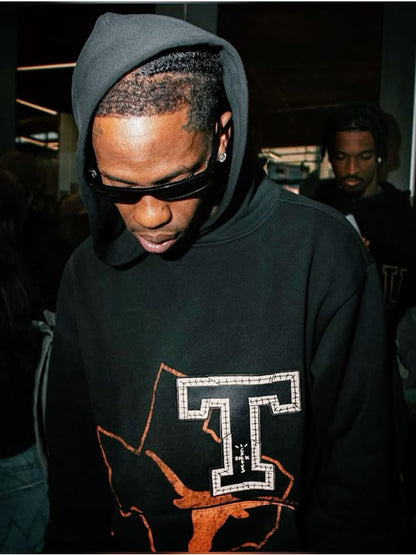 Travis Scott CJ X M&N X University Of Texas Black Hoodie